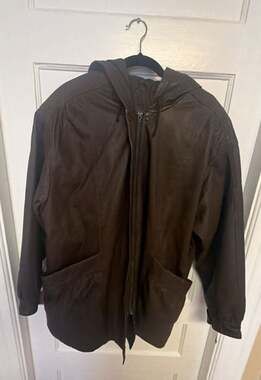 G4000 Genuine Leather Hooded Jacket Brown